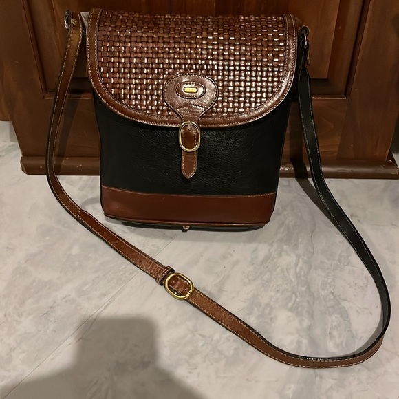 Bally  vintage bag   woven leather flap Italian leather   Black & brown   EUC - Picture 3 of 17